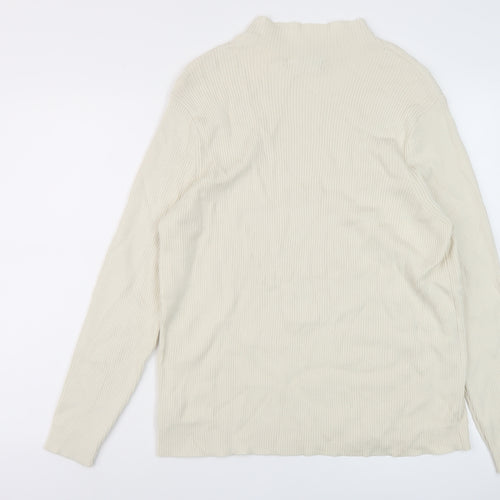 Marks and Spencer Womens Beige Mock Neck Wool Pullover Jumper Size 22