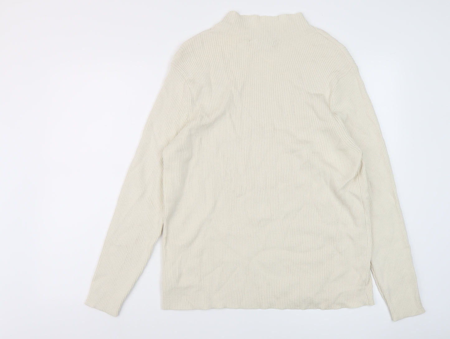 Marks and Spencer Womens Beige Mock Neck Wool Pullover Jumper Size 22