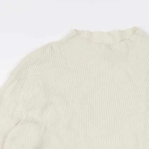 Marks and Spencer Womens Beige Mock Neck Wool Pullover Jumper Size 22