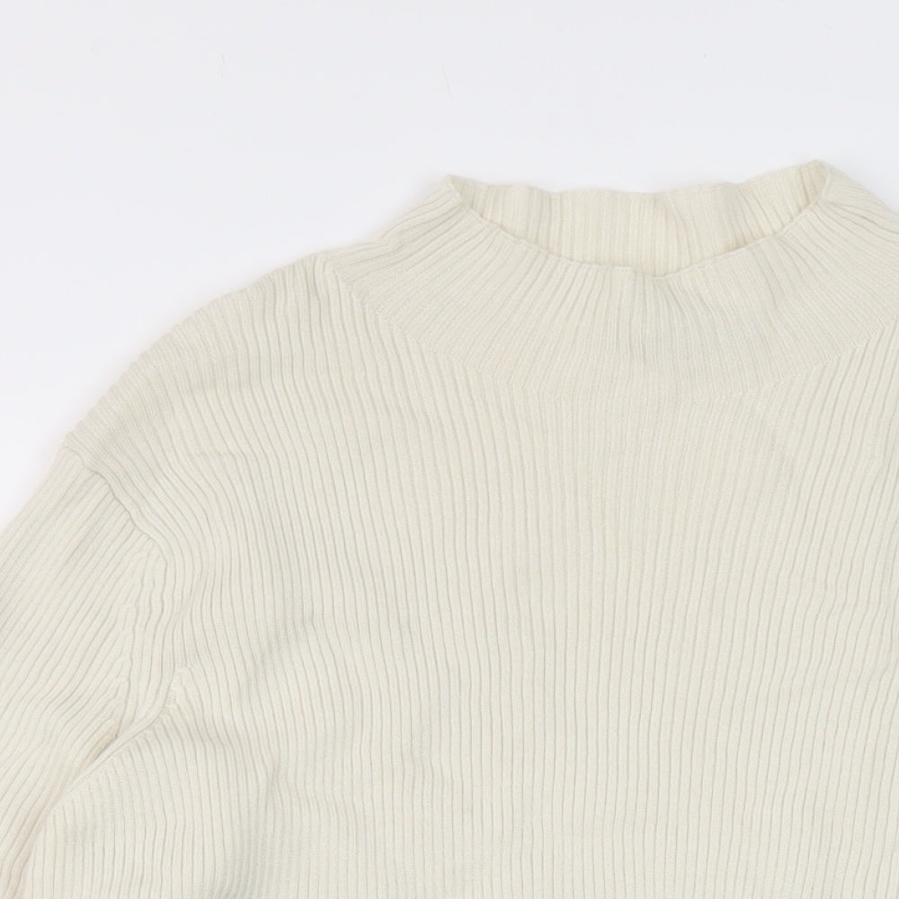 Marks and Spencer Womens Beige Mock Neck Wool Pullover Jumper Size 22