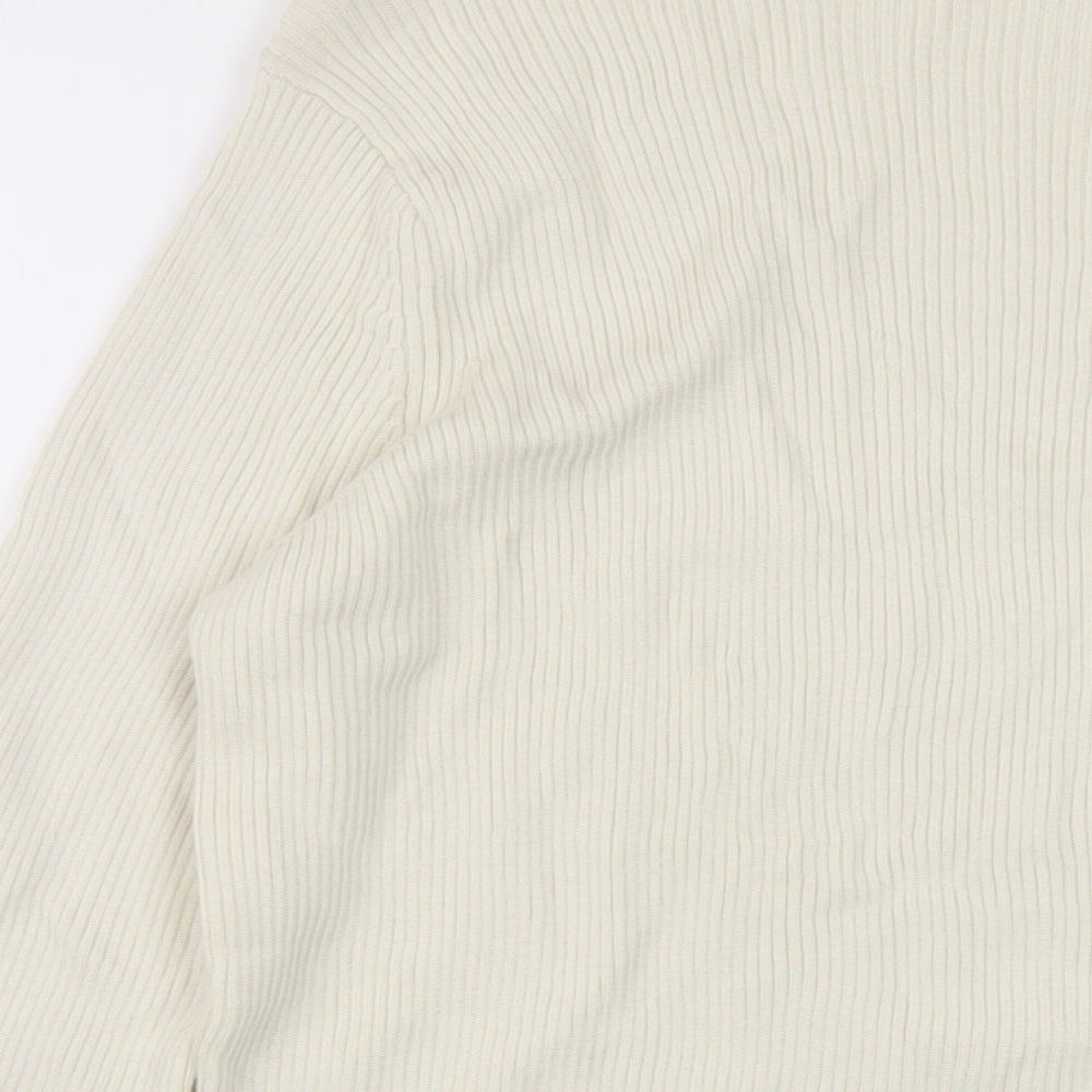 Marks and Spencer Womens Beige Mock Neck Wool Pullover Jumper Size 22