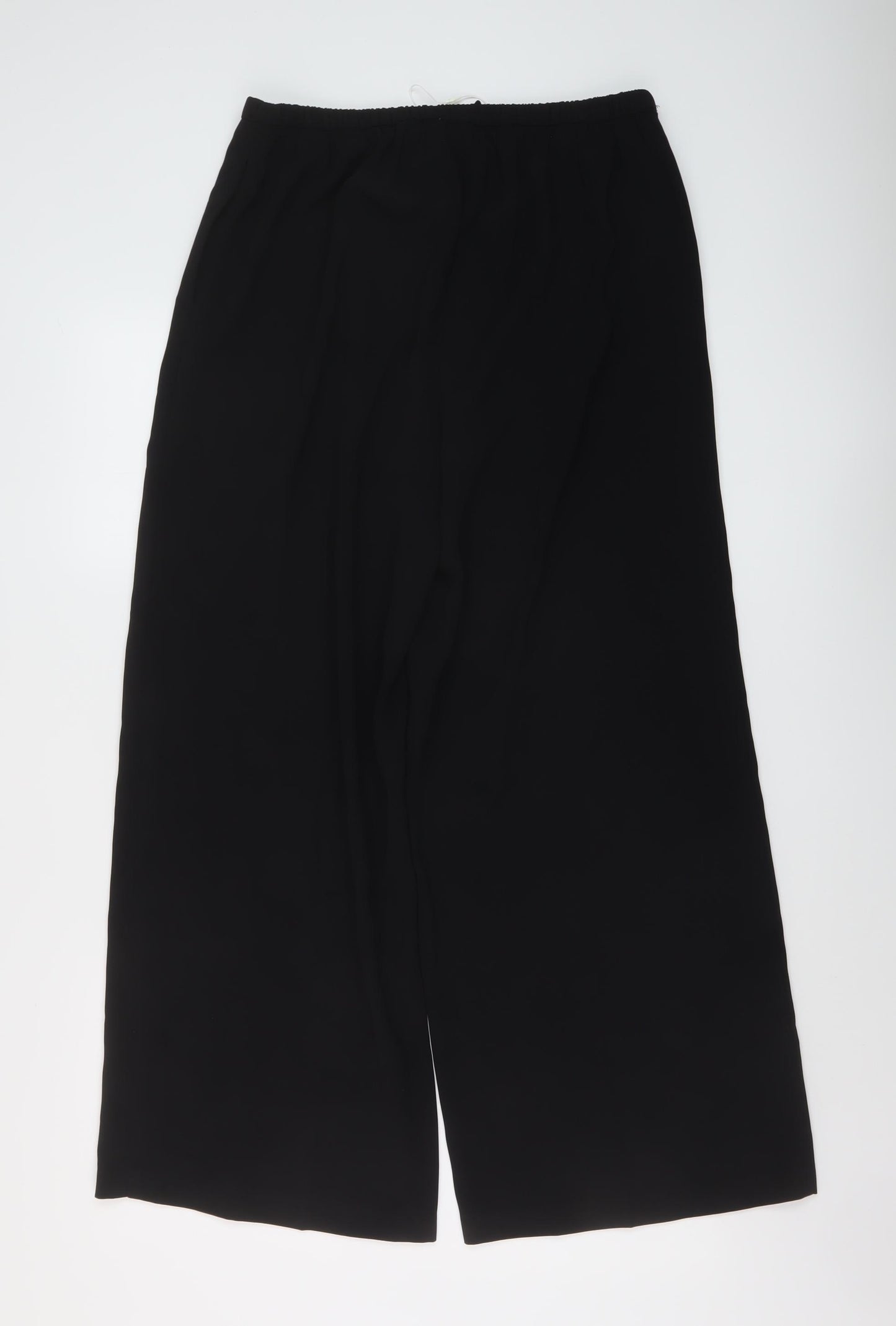 Marks and Spencer Womens Black Polyester Trousers Size 12 L28 in Regular Drawstring