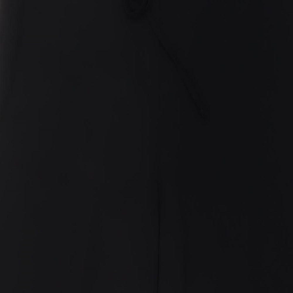 Marks and Spencer Womens Black Polyester Trousers Size 12 L28 in Regular Drawstring