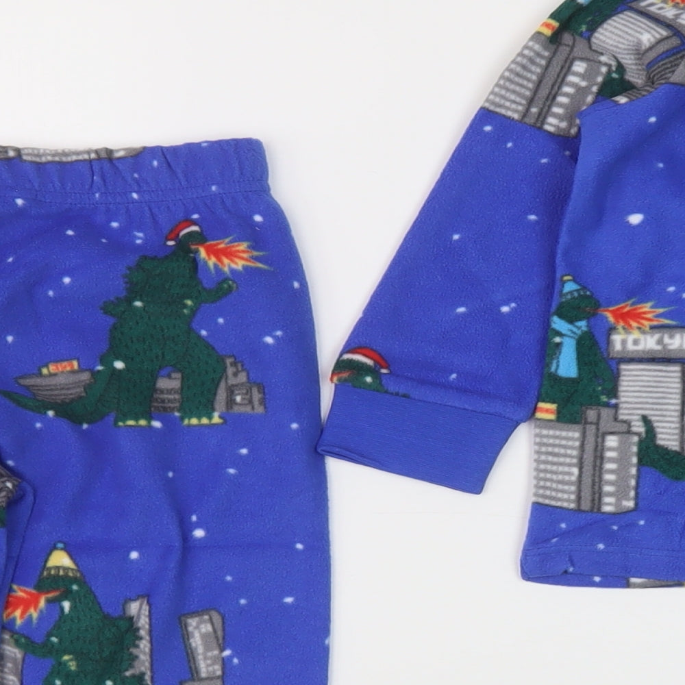 Marks and Spencer Boys Blue Geometric Cotton Pyjama Set Size 3-4 Years Pullover