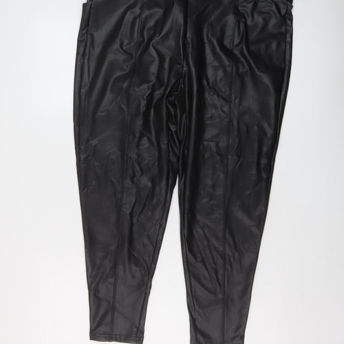 Marks and Spencer Womens Black Polyurethane Trousers Size 20 L23 in Regular
