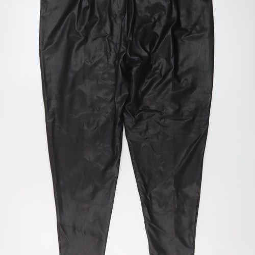 Marks and Spencer Womens Black Polyurethane Trousers Size 20 L23 in Regular
