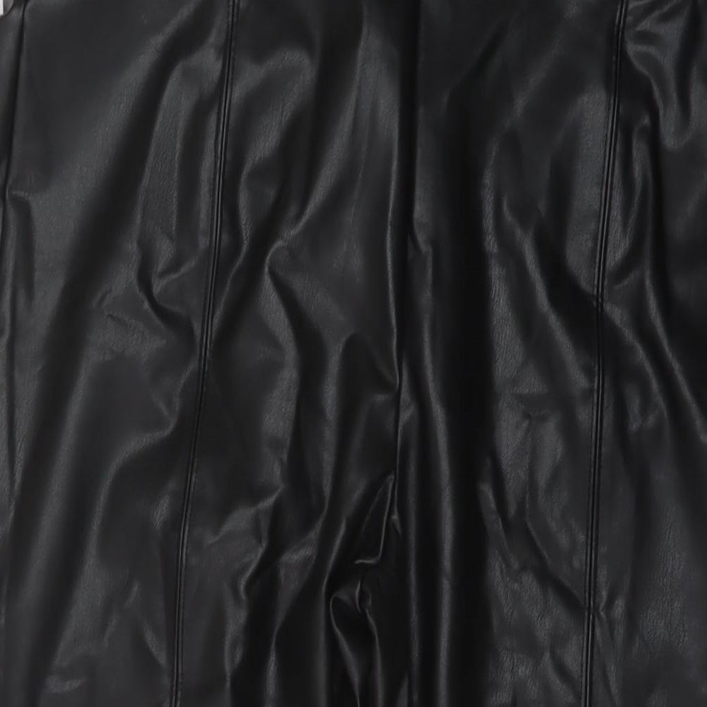Marks and Spencer Womens Black Polyurethane Trousers Size 20 L23 in Regular