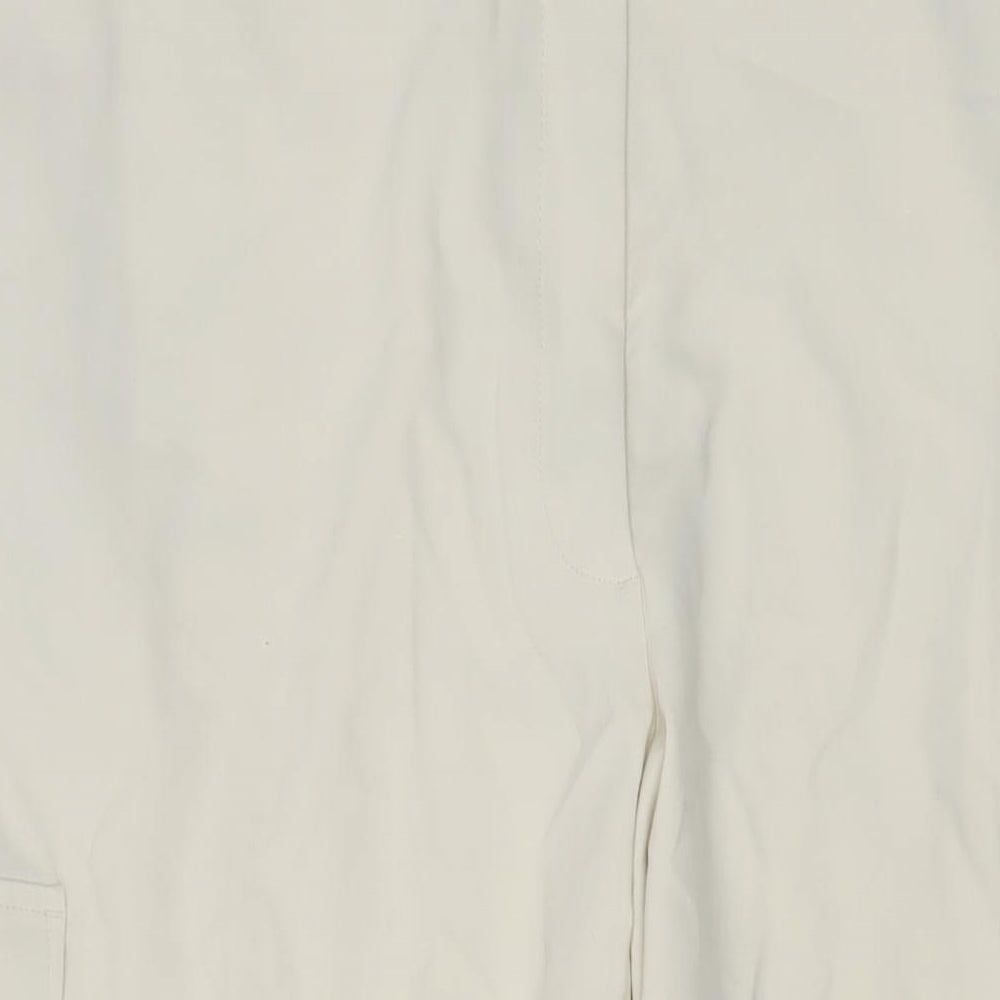 Marks and Spencer Womens Beige Polyester Trousers Size 24 L27 in Regular Hook & Eye
