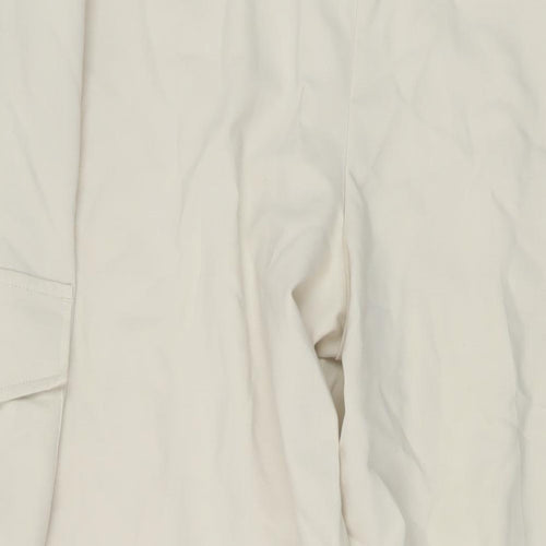 Marks and Spencer Womens Beige Polyester Trousers Size 24 L27 in Regular Hook & Eye