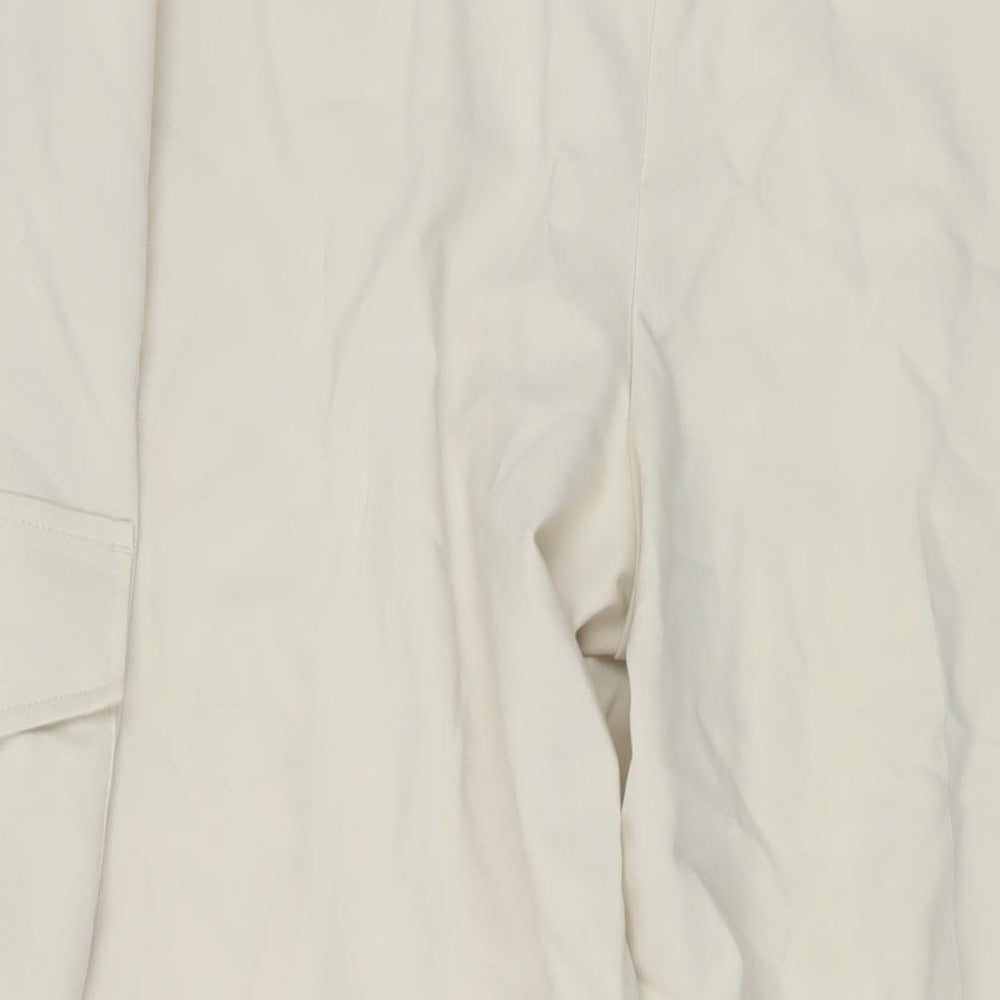 Marks and Spencer Womens Beige Polyester Trousers Size 24 L27 in Regular Hook & Eye