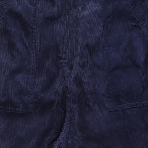 Per Una Womens Blue Cotton Trousers Size 18 L27 in Regular Button