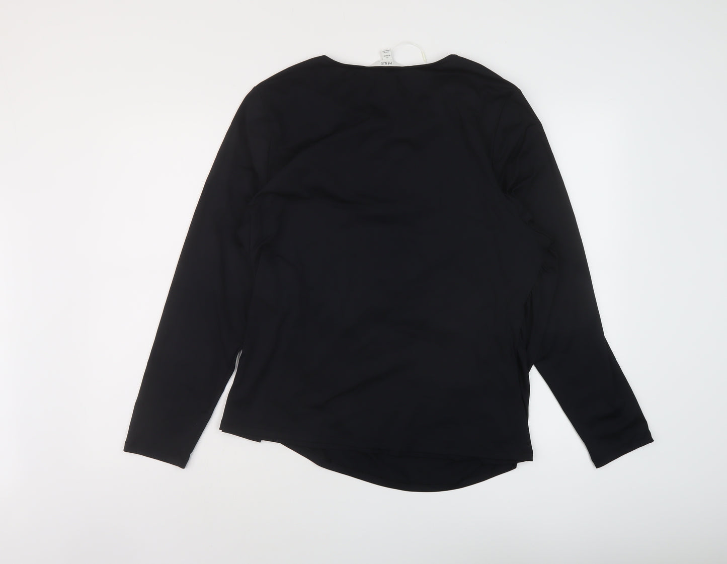 Marks and Spencer Womens Black Polyester Basic Blouse Size 22 Round Neck
