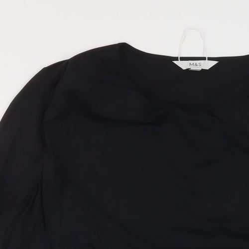 Marks and Spencer Womens Black Polyester Basic Blouse Size 22 Round Neck