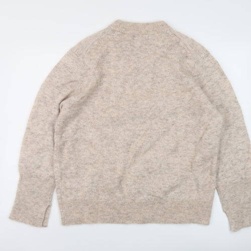 Marks and Spencer Womens Beige Mock Neck Polyester Pullover Jumper Size L