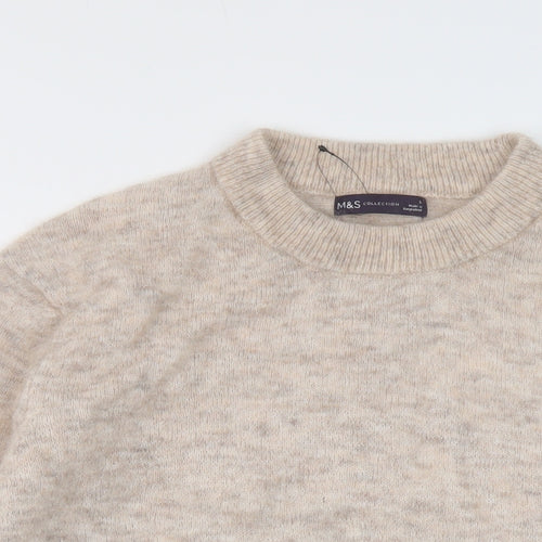 Marks and Spencer Womens Beige Mock Neck Polyester Pullover Jumper Size L