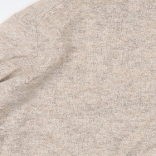 Marks and Spencer Womens Beige Mock Neck Polyester Pullover Jumper Size L
