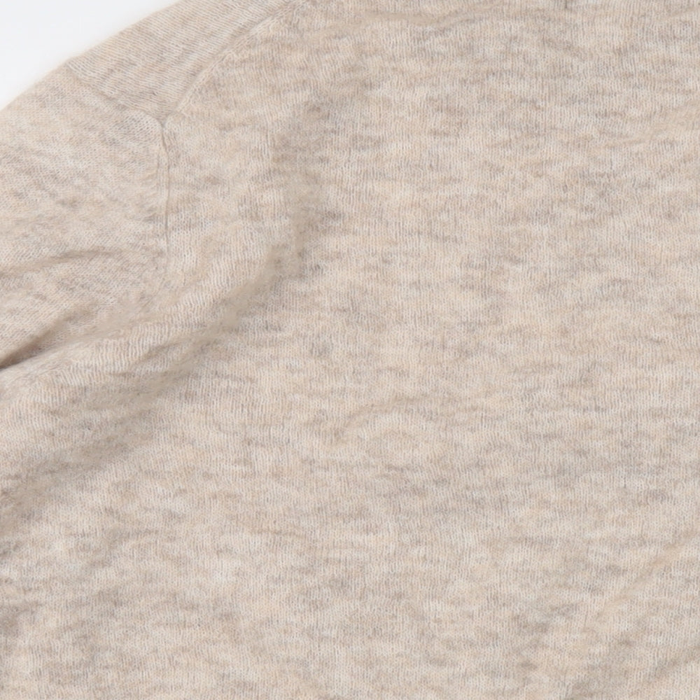Marks and Spencer Womens Beige Mock Neck Polyester Pullover Jumper Size L