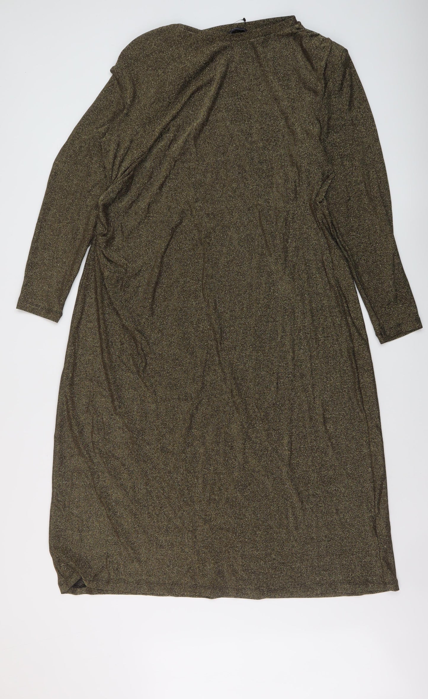 Marks and Spencer Womens Gold Polyamide A-Line Size 20 Round Neck Pullover