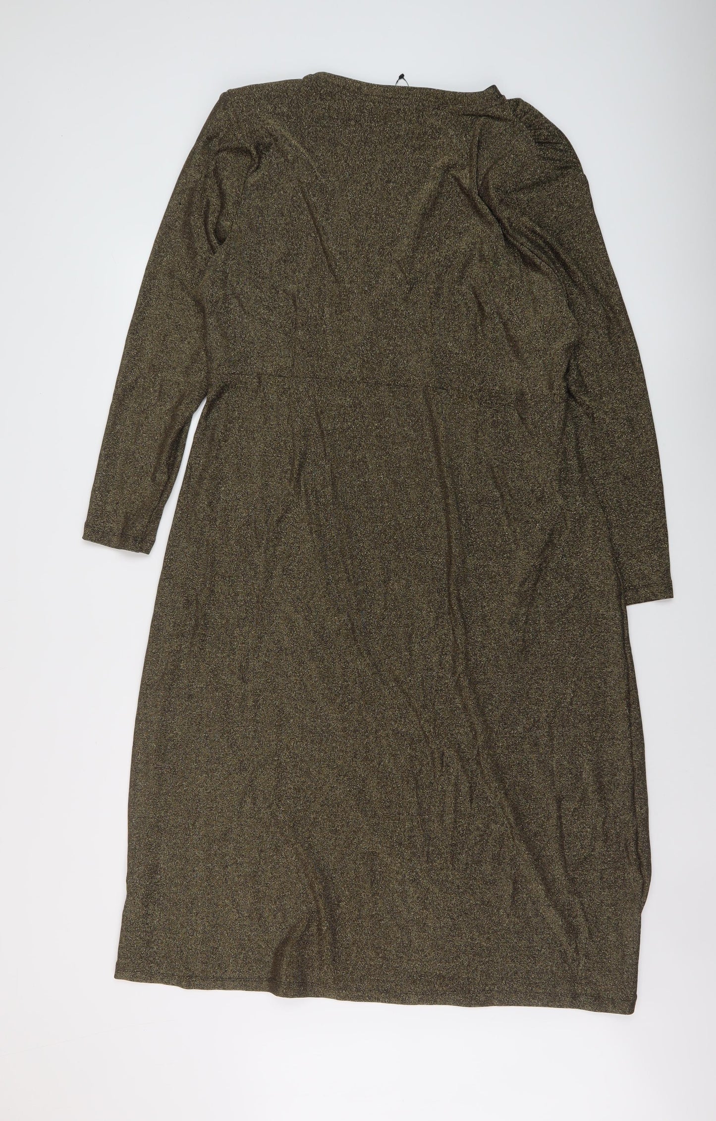 Marks and Spencer Womens Gold Polyamide A-Line Size 20 Round Neck Pullover