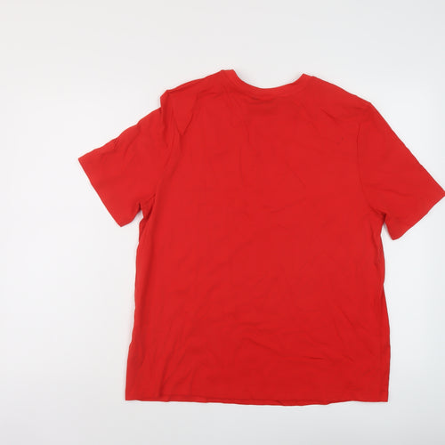 Marks and Spencer Womens Red Cotton Basic T-Shirt Size 14 Crew Neck - LOVE