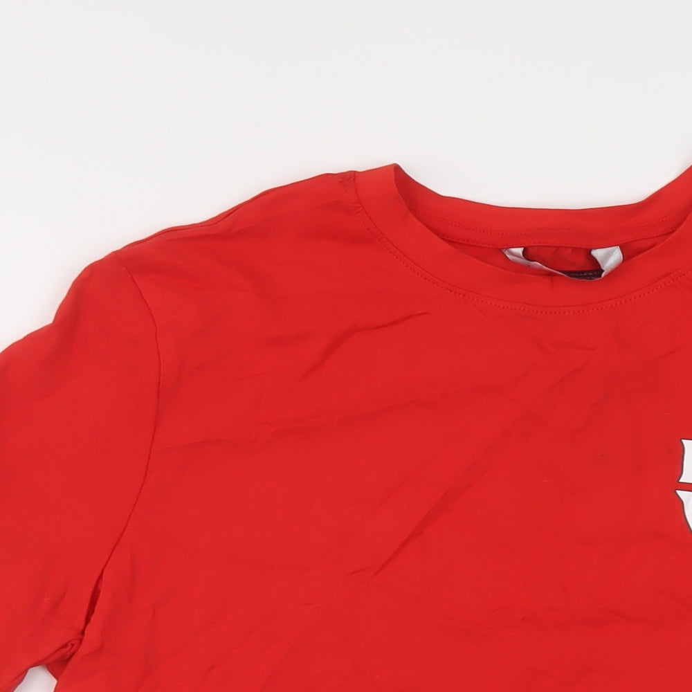 Marks and Spencer Womens Red Cotton Basic T-Shirt Size 14 Crew Neck - LOVE