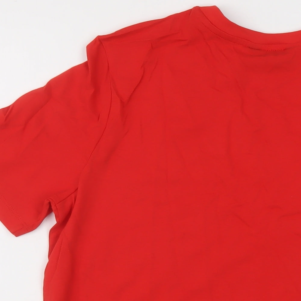 Marks and Spencer Womens Red Cotton Basic T-Shirt Size 14 Crew Neck - LOVE