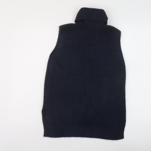 Marks and Spencer Womens Blue Roll Neck Polyester Vest Jumper Size S