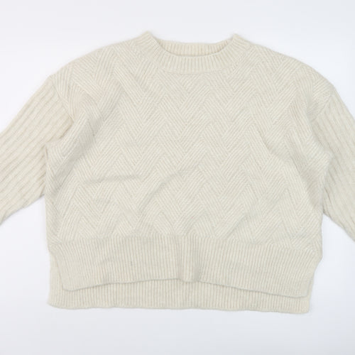 Marks and Spencer Womens Beige Crew Neck Acrylic Pullover Jumper Size L