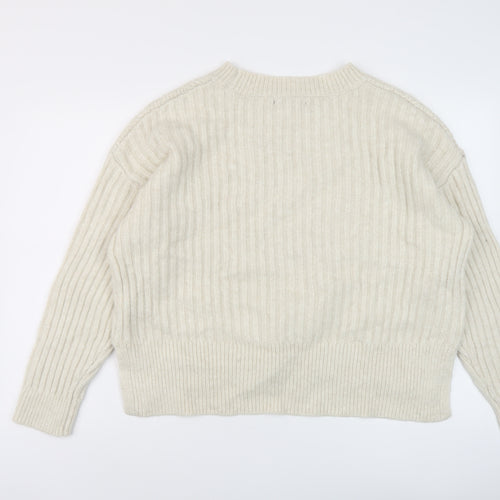 Marks and Spencer Womens Beige Crew Neck Acrylic Pullover Jumper Size L