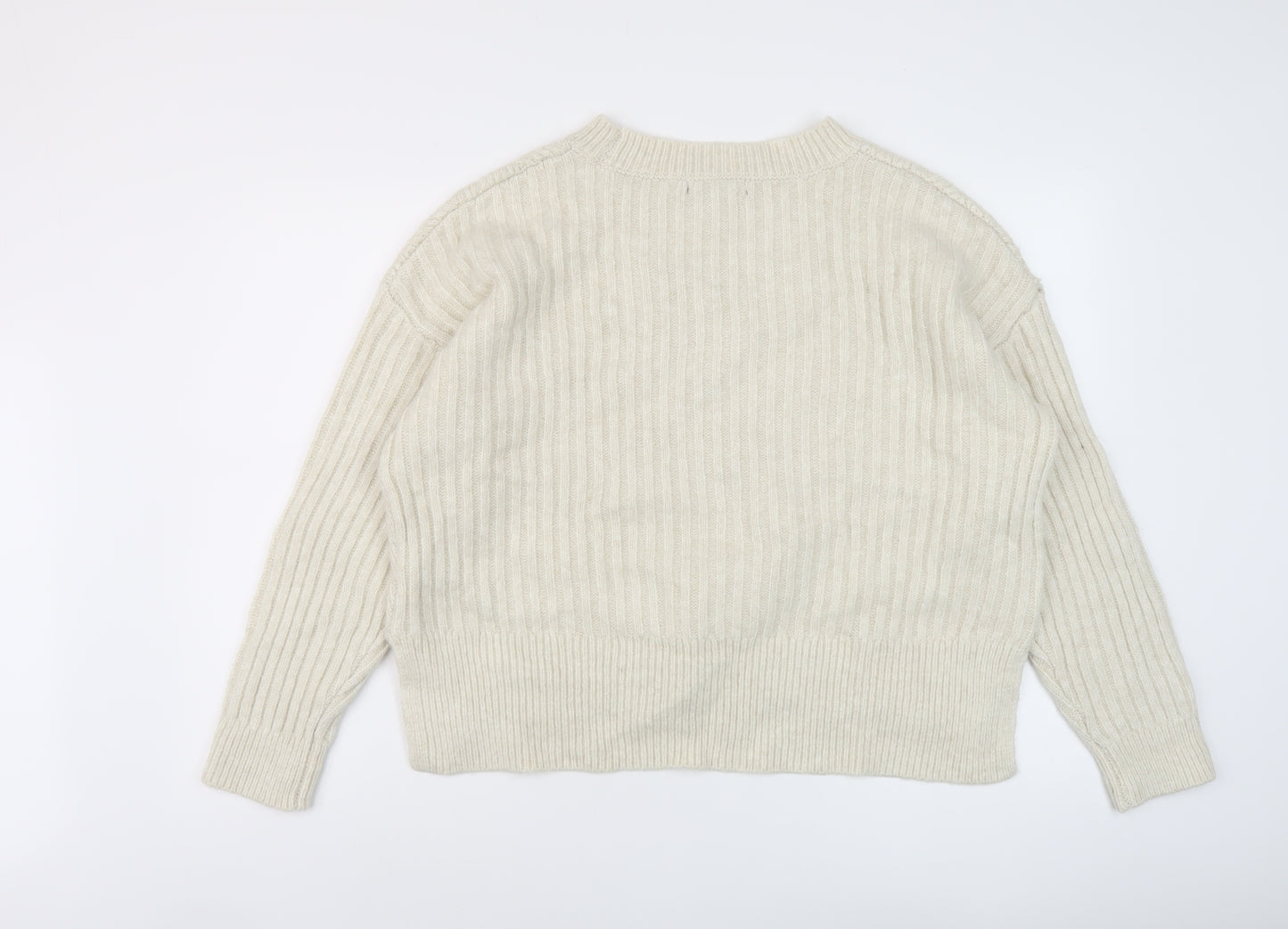 Marks and Spencer Womens Beige Crew Neck Acrylic Pullover Jumper Size L