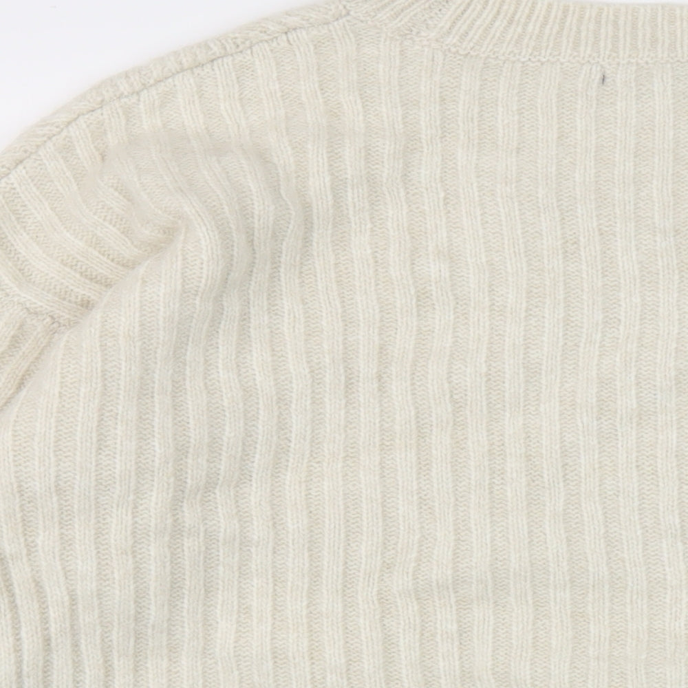 Marks and Spencer Womens Beige Crew Neck Acrylic Pullover Jumper Size L