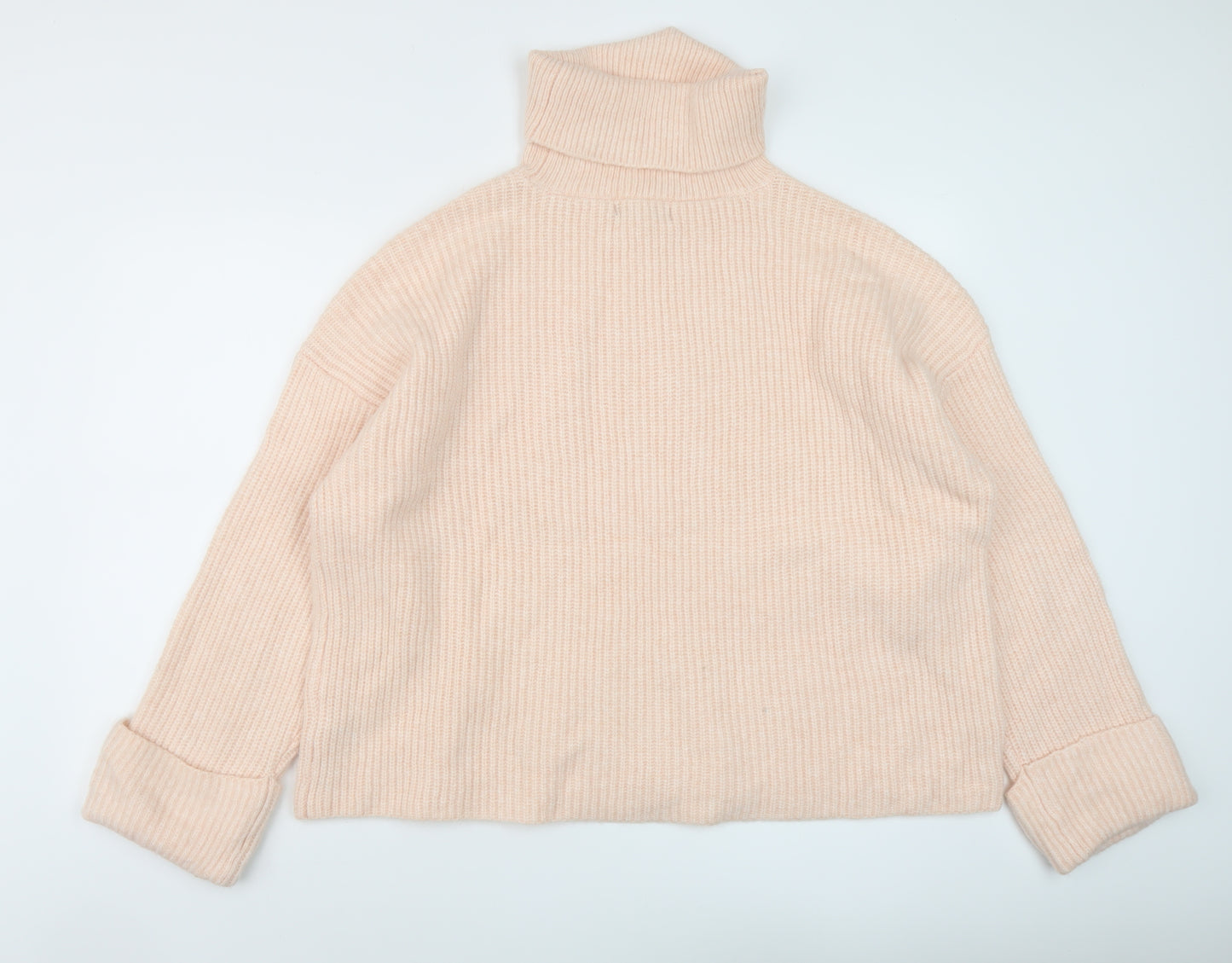 Marks and Spencer Womens Pink Roll Neck Polyamide Pullover Jumper Size XL