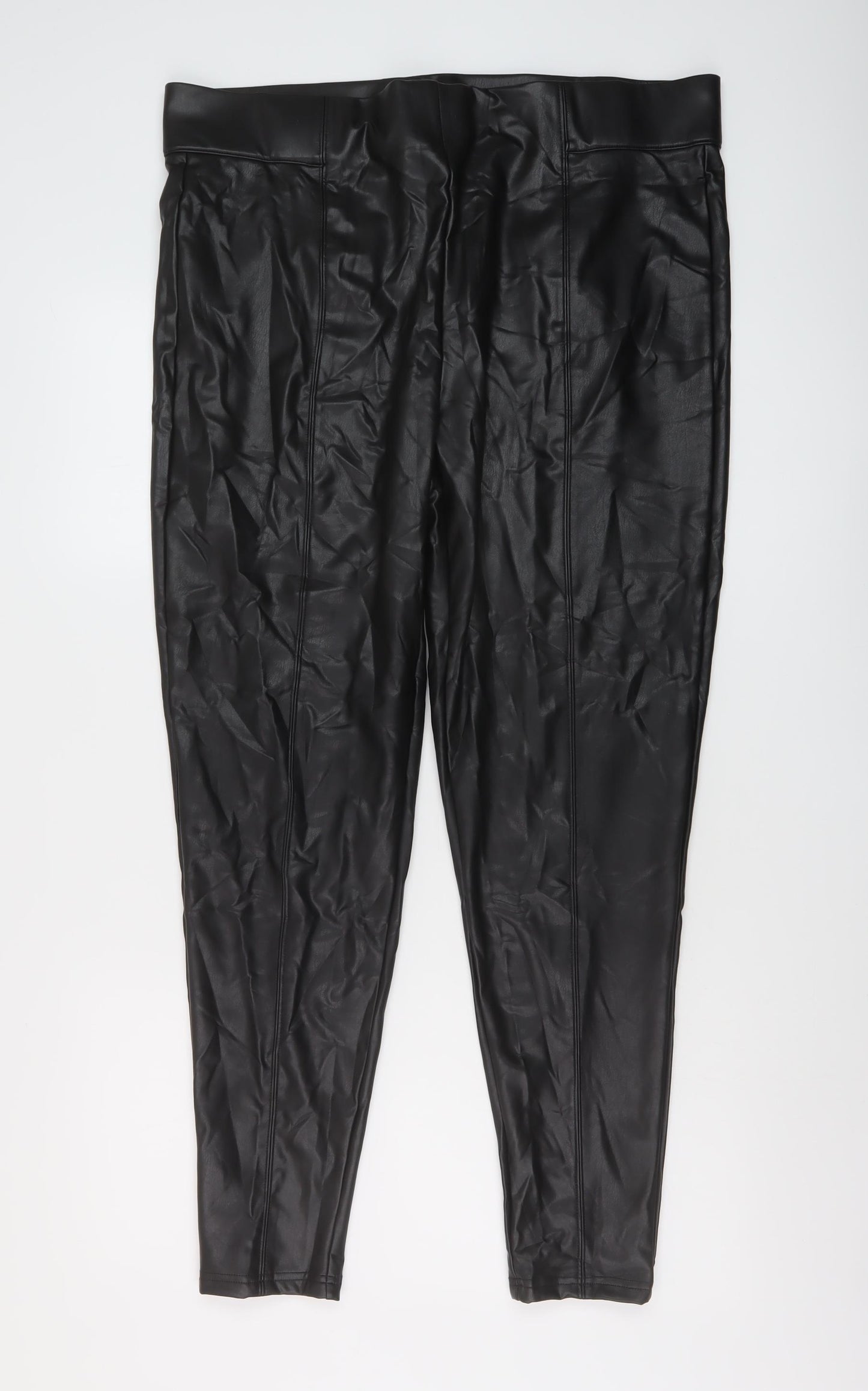 mARKS AND Womens Black Polyurethane Jegging Trousers Size 20 L29 in Regular