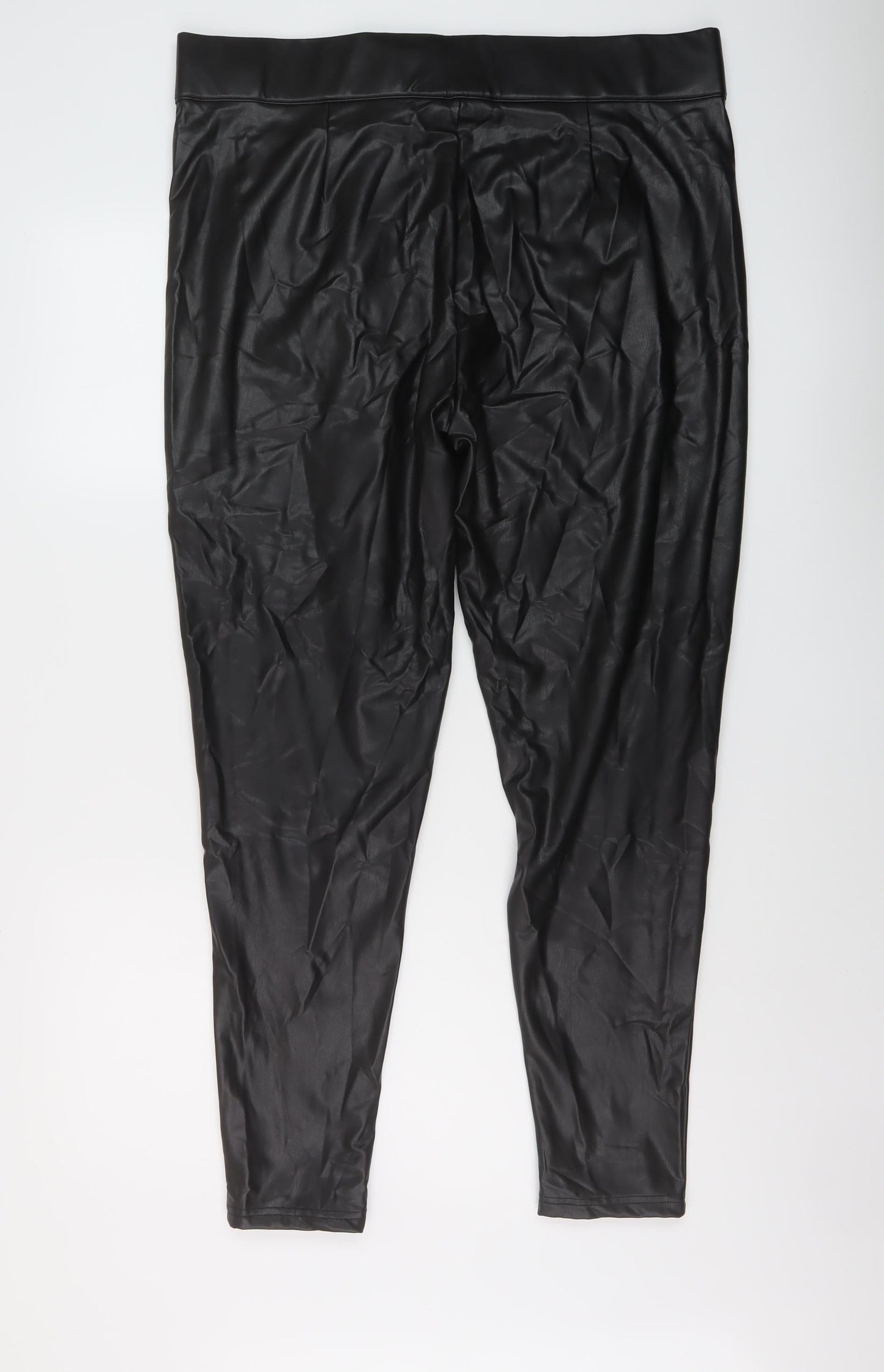 mARKS AND Womens Black Polyurethane Jegging Trousers Size 20 L29 in Regular