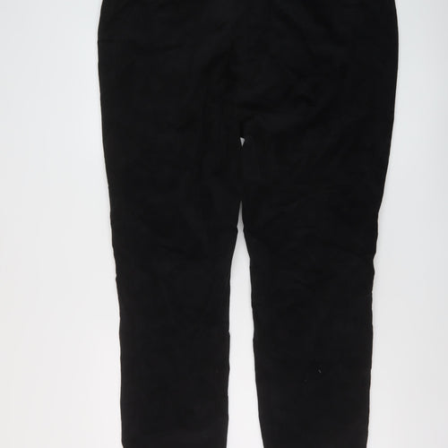 Marks and Spencer Womens Black Cotton Trousers Size 24 L28 in Regular Button