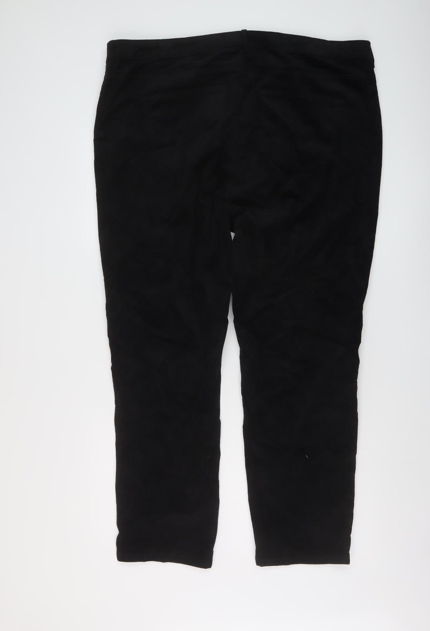 Marks and Spencer Womens Black Cotton Trousers Size 24 L28 in Regular Button