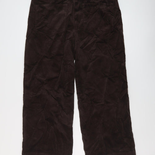 Marks and Spencer Womens Brown Cotton Trousers Size 16 L27 in Regular Button