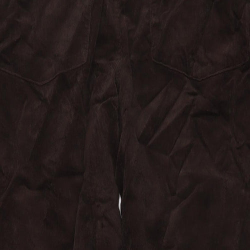 Marks and Spencer Womens Brown Cotton Trousers Size 16 L27 in Regular Button