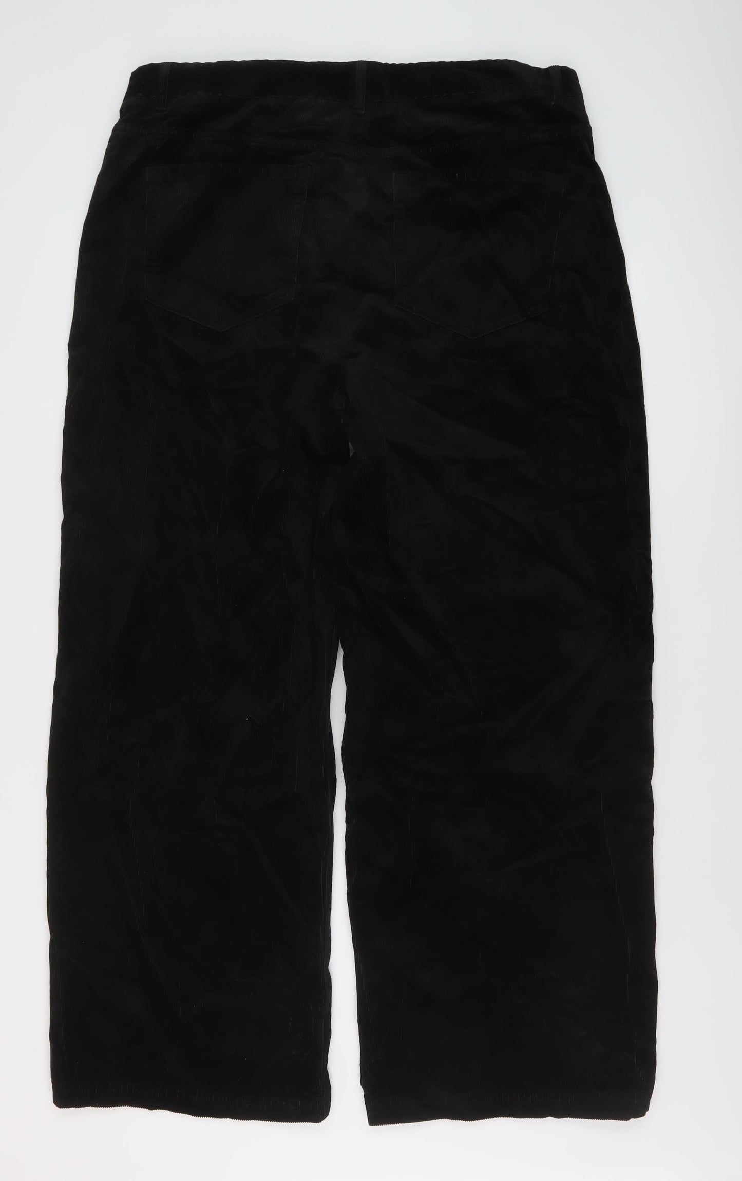 Per Una Womens Black Cotton Trousers Size 18 L30 in Regular Button