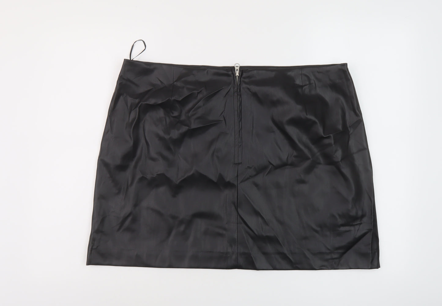 Marks and Spencer Womens Black Polyurethane Mini Skirt Size 20 Zip