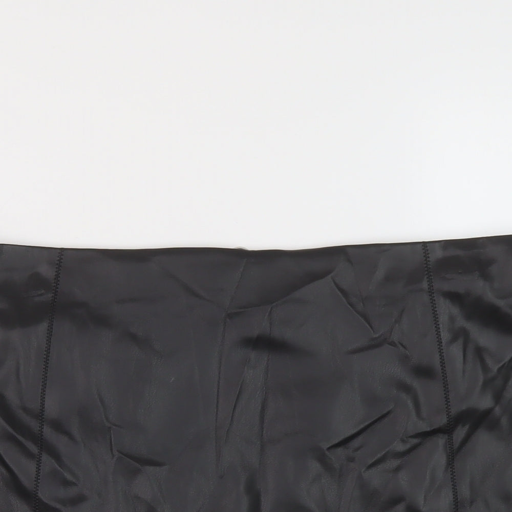 Marks and Spencer Womens Black Polyurethane Mini Skirt Size 20 Zip