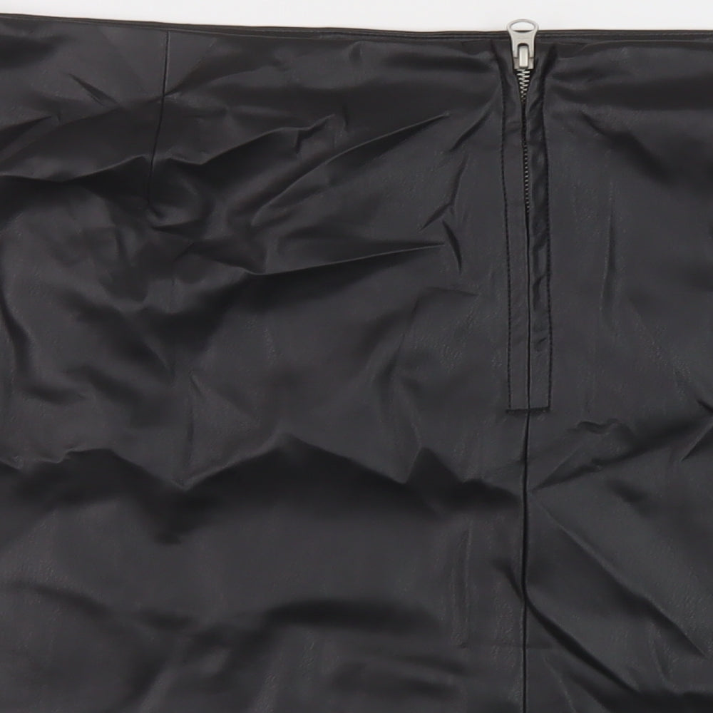Marks and Spencer Womens Black Polyurethane Mini Skirt Size 20 Zip