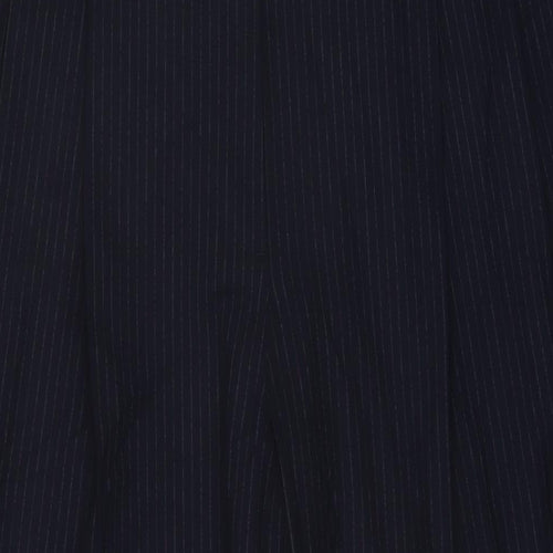 Marks and Spencer Womens Blue Striped Polyester Trousers Size 20 L27 in Regular Hook & Eye