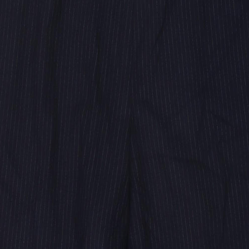 Marks and Spencer Womens Blue Striped Polyester Trousers Size 20 L27 in Regular Hook & Eye