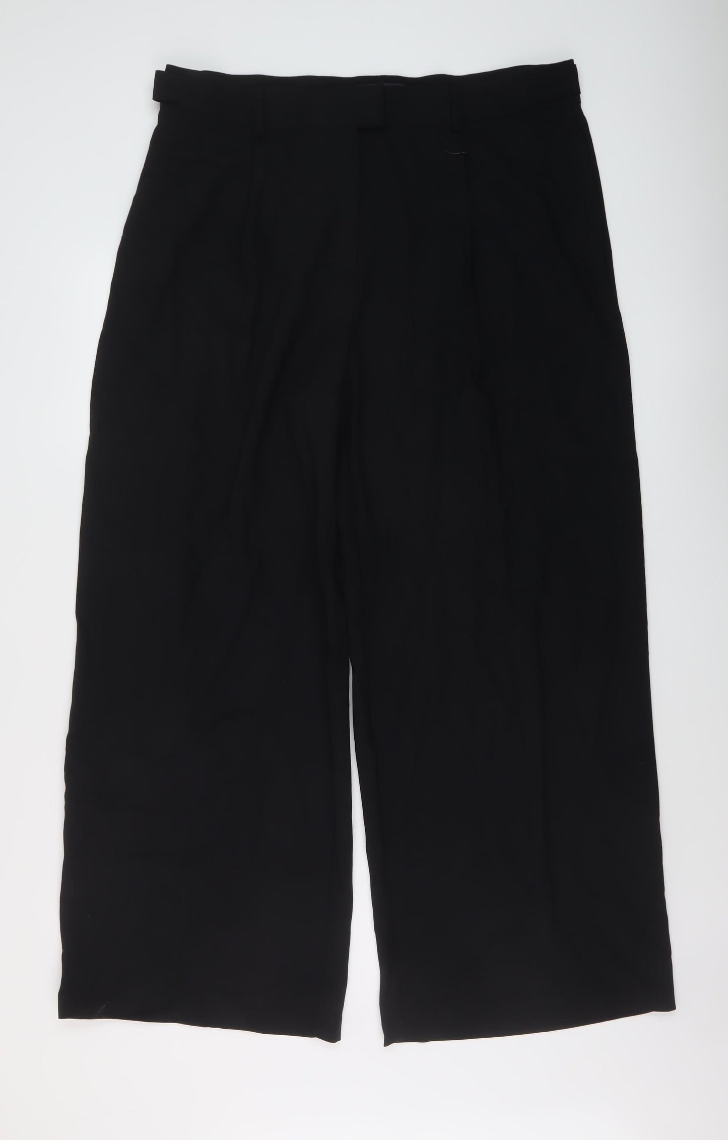 Marks and Womens Black Polyester Trousers Size 18 L29 in Regular Hook & Eye