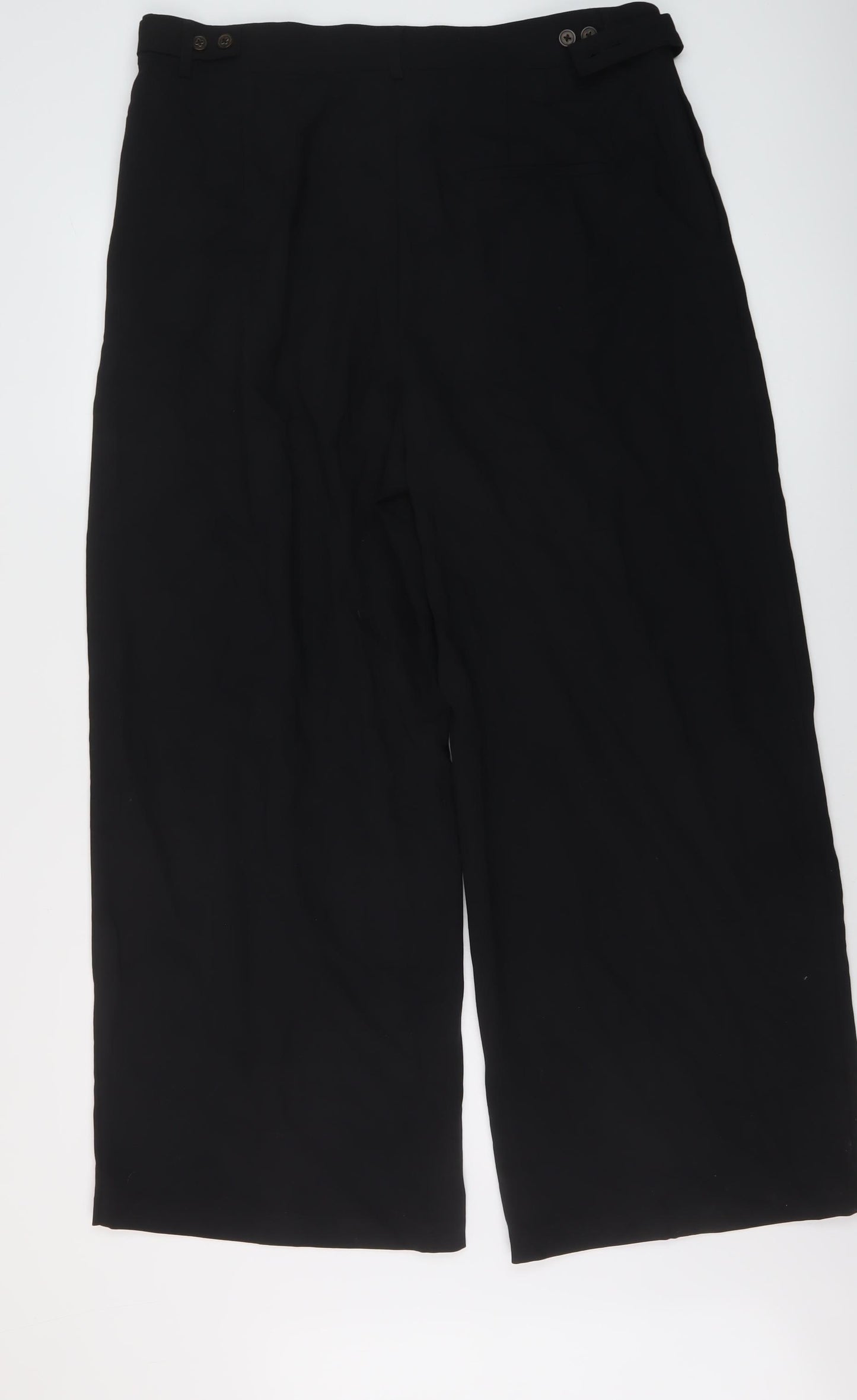 Marks and Womens Black Polyester Trousers Size 18 L29 in Regular Hook & Eye