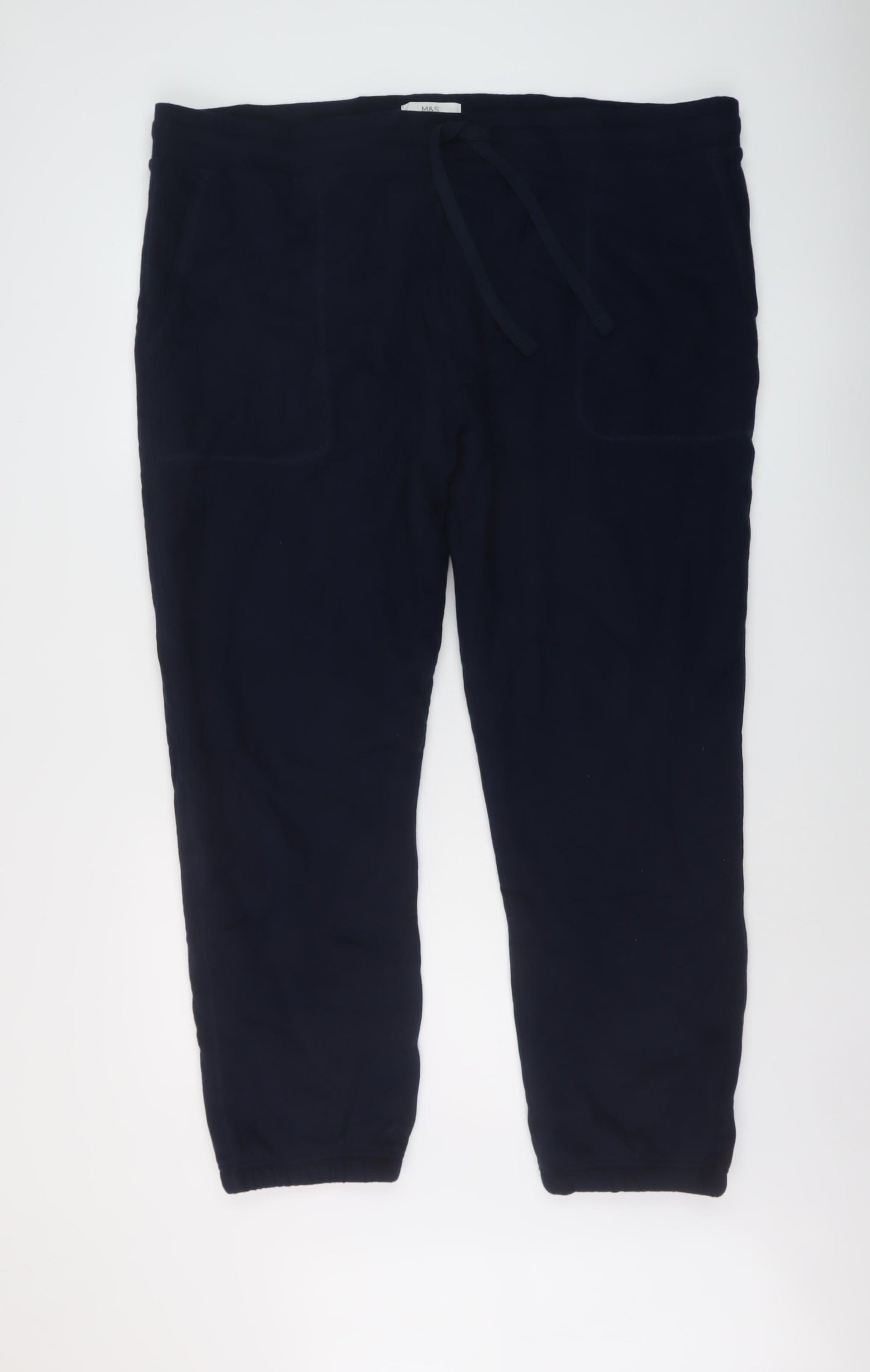Marks and Spencer Mens Blue Cotton Sweatpants Trousers Size 3XL L29 in Regular Drawstring
