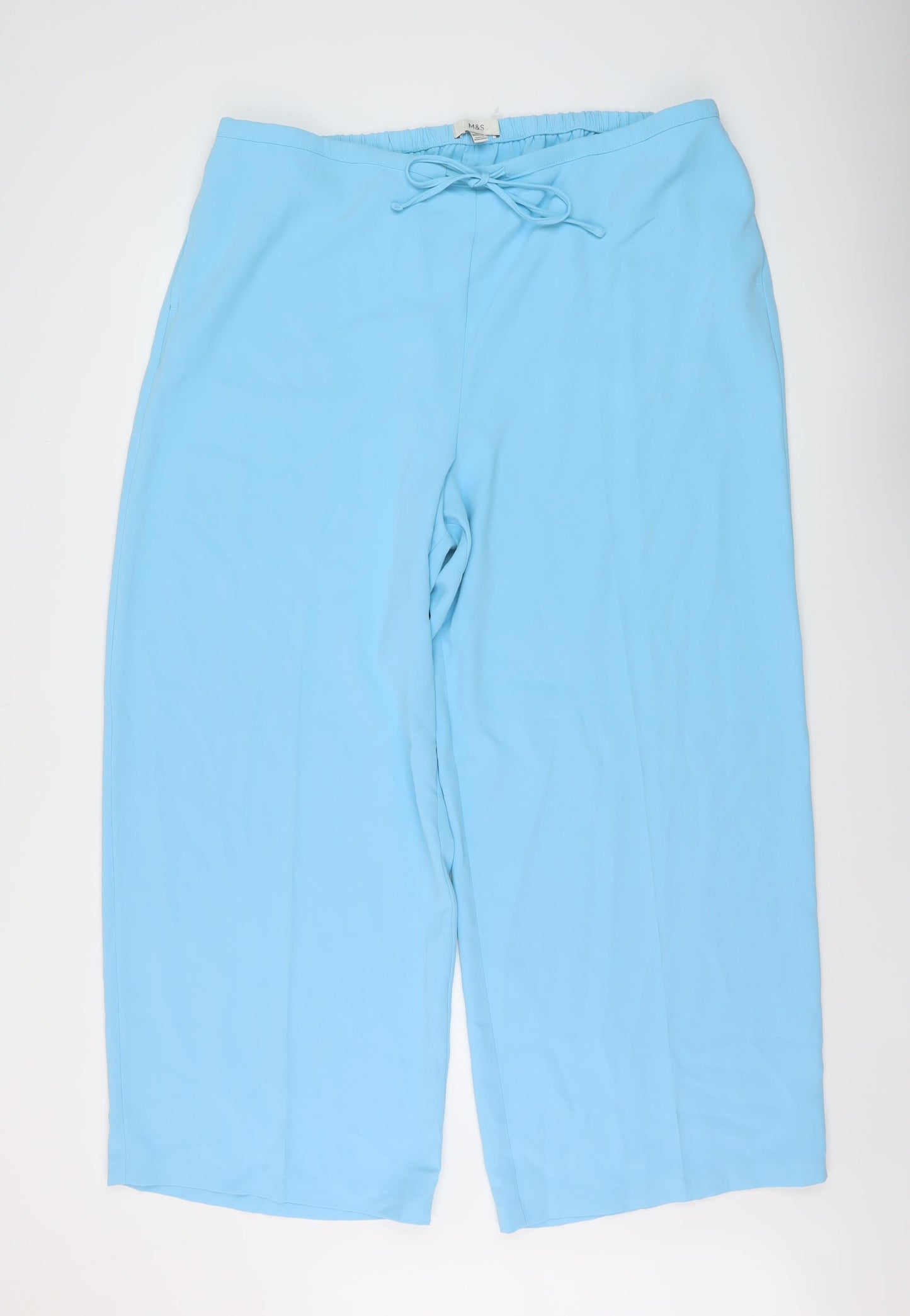 Marks and Spencer Womens Blue Polyester Trousers Size 22 L29 in Regular Drawstring