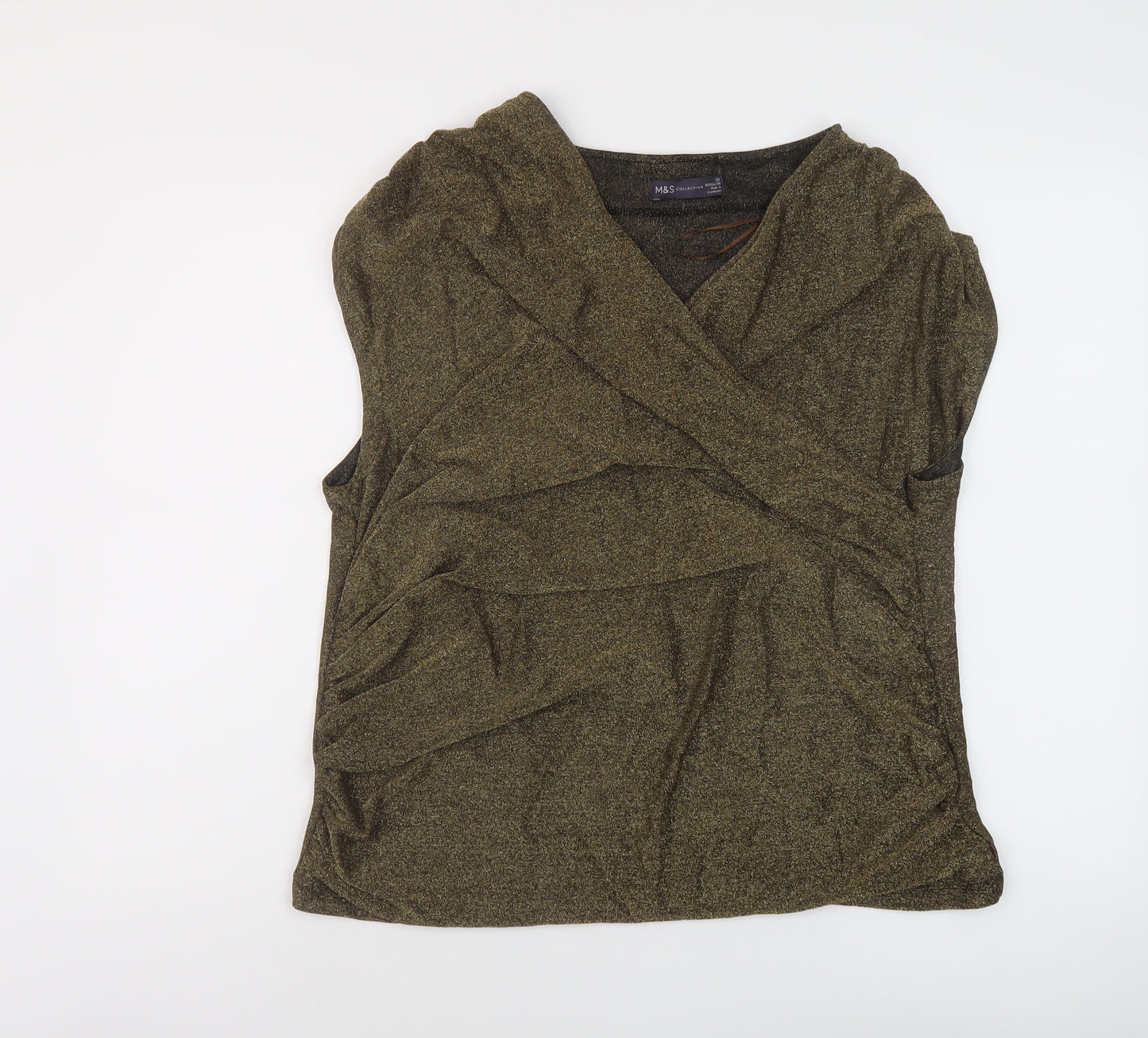 Marks and Spencer Womens Gold Polyamide Basic Blouse Size 20 V-Neck