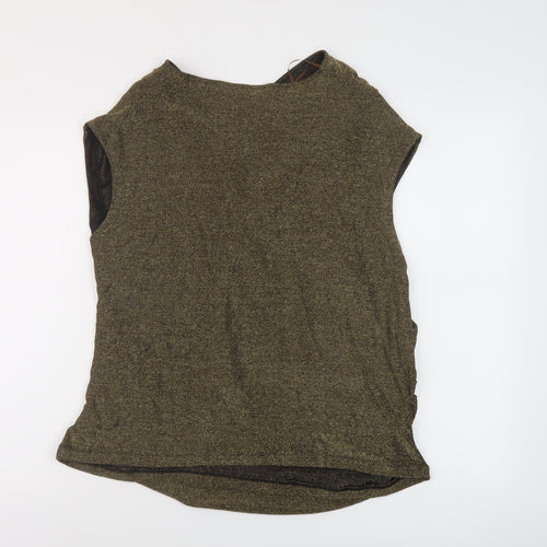 Marks and Spencer Womens Gold Polyamide Basic Blouse Size 20 V-Neck